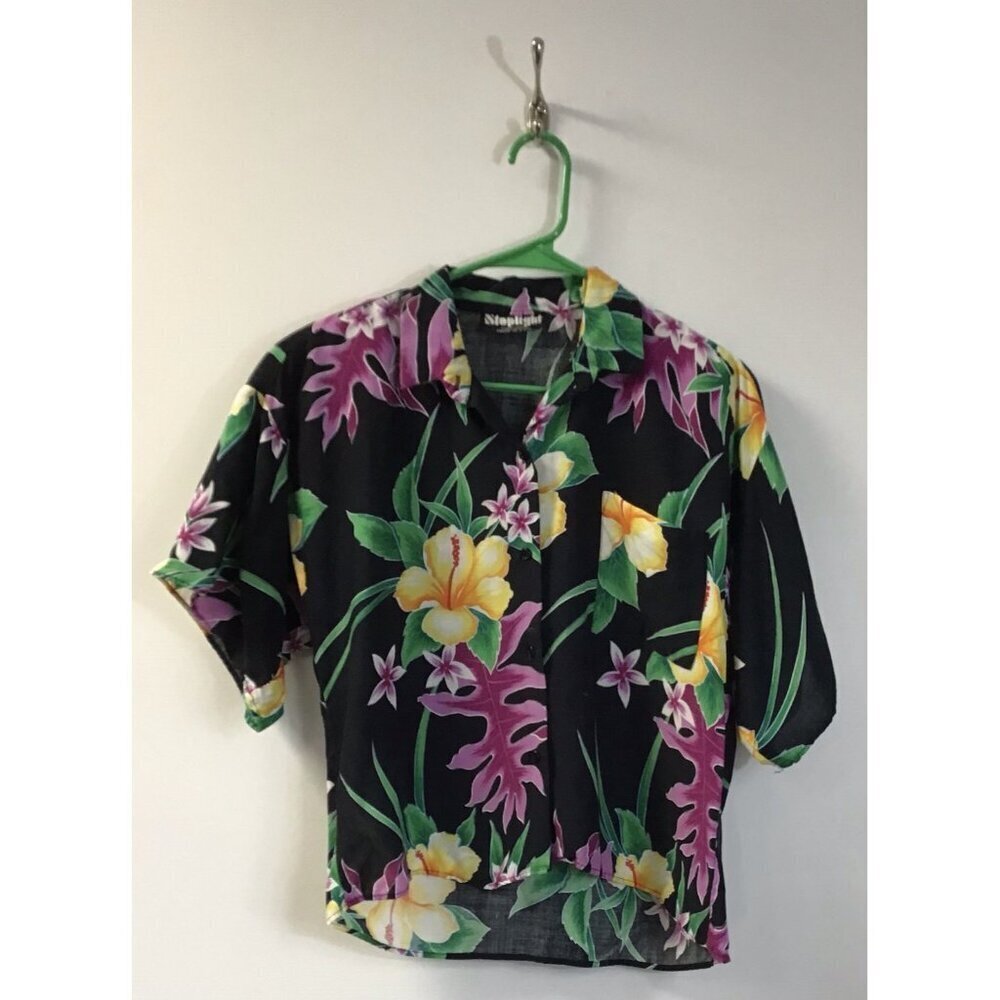 Vintage/Retro Stoplight of California Crop Shirt Size Medium Blouse Top 💚